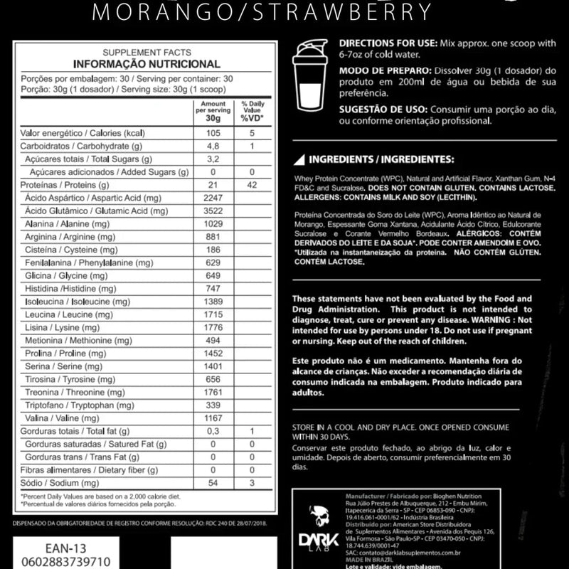 100% Whey Protein 900g - Dark Lab