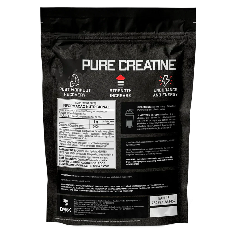 Creatina Pura 600g Refil - Dark Lab