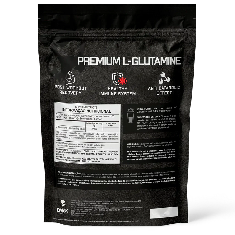 L-Glutamine 500g Refil - Dark Lab