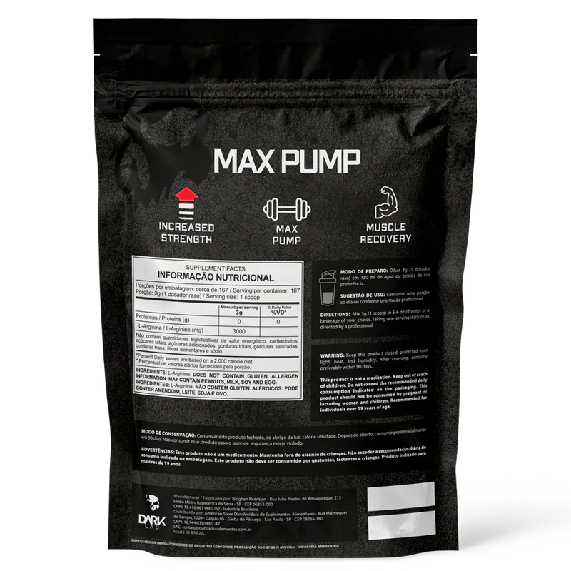 L-Arginine 500g Refil - Dark Lab